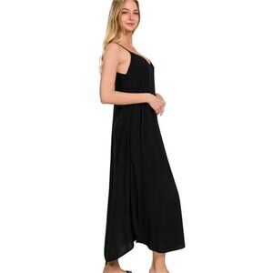 Zenana Woven Arc Hem Cami‎ Dress With Flowy Pockets